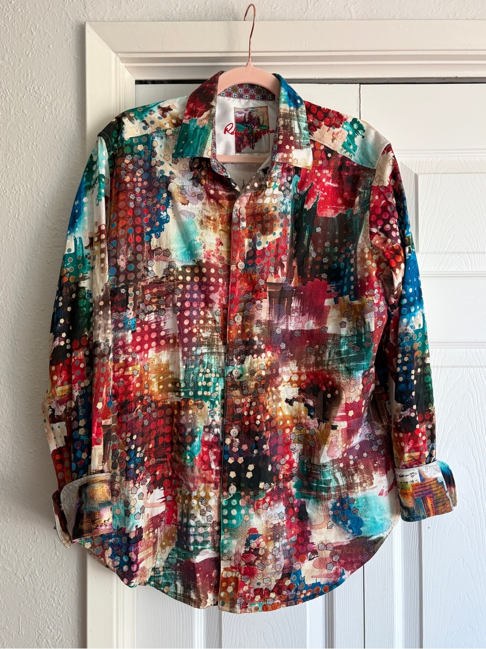 Robert Graham Utopia Embroidered Sport Shirt Multi Flip Cuff M Neiman Marcus